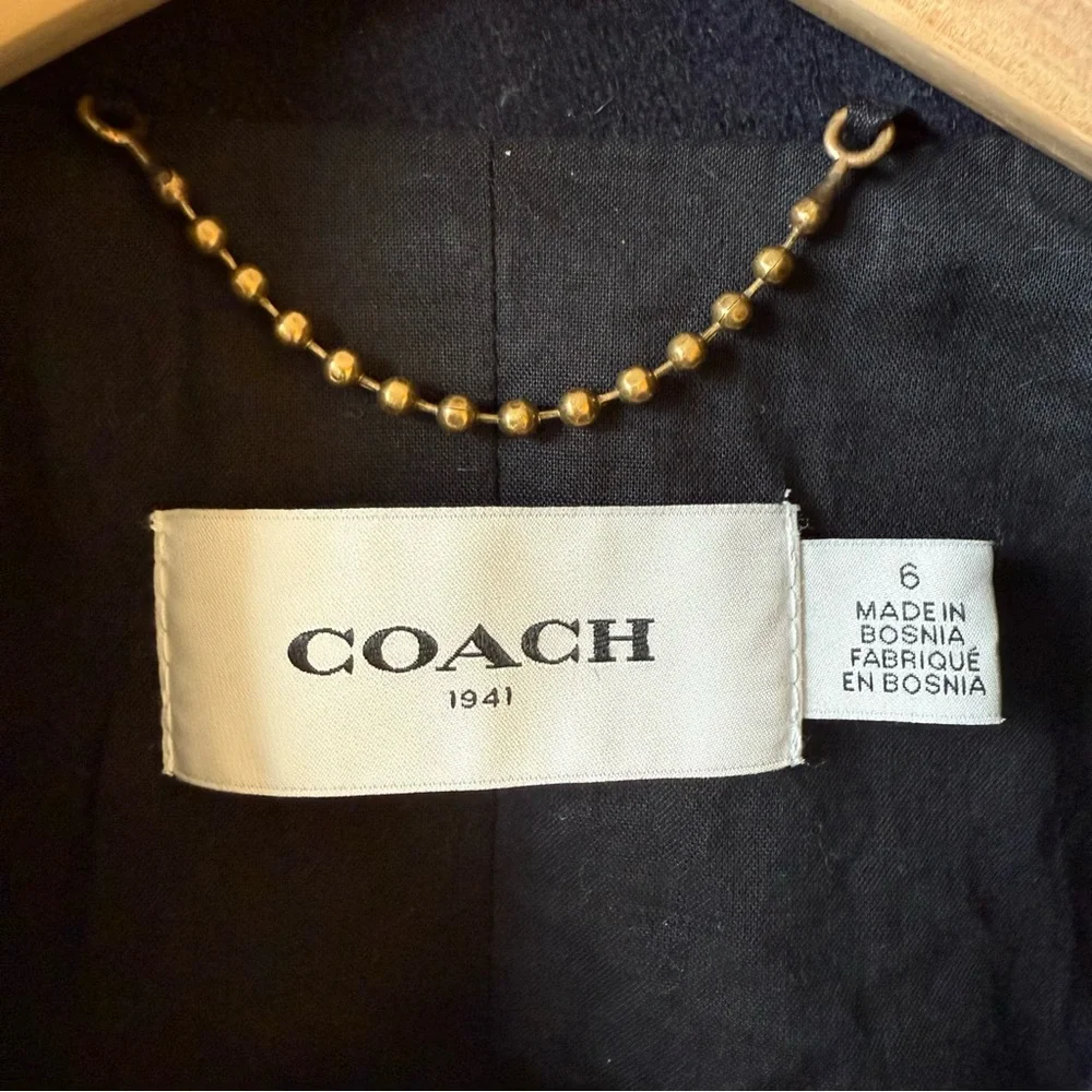 Coach 1941 Naval Officer Double Breasted Navy Wool Pea Coat with jeweled patches - Picture 2 of 10